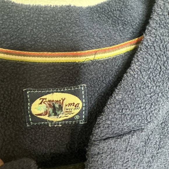 Tommy Bahama Relax Fleece V-Neck  Medium Blue Deep Pile Elastic Bottom Vintage - Picture 5 of 15
